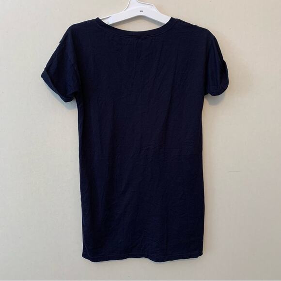 JCrew Navy Side Slit Tunic Crew Neck T-shirt Cuffed Sleeves - Picture 4 of 6